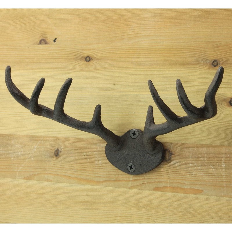 Macosa SA05446 Wall Hook Antlers Vintage Retro Antique Deer Metal