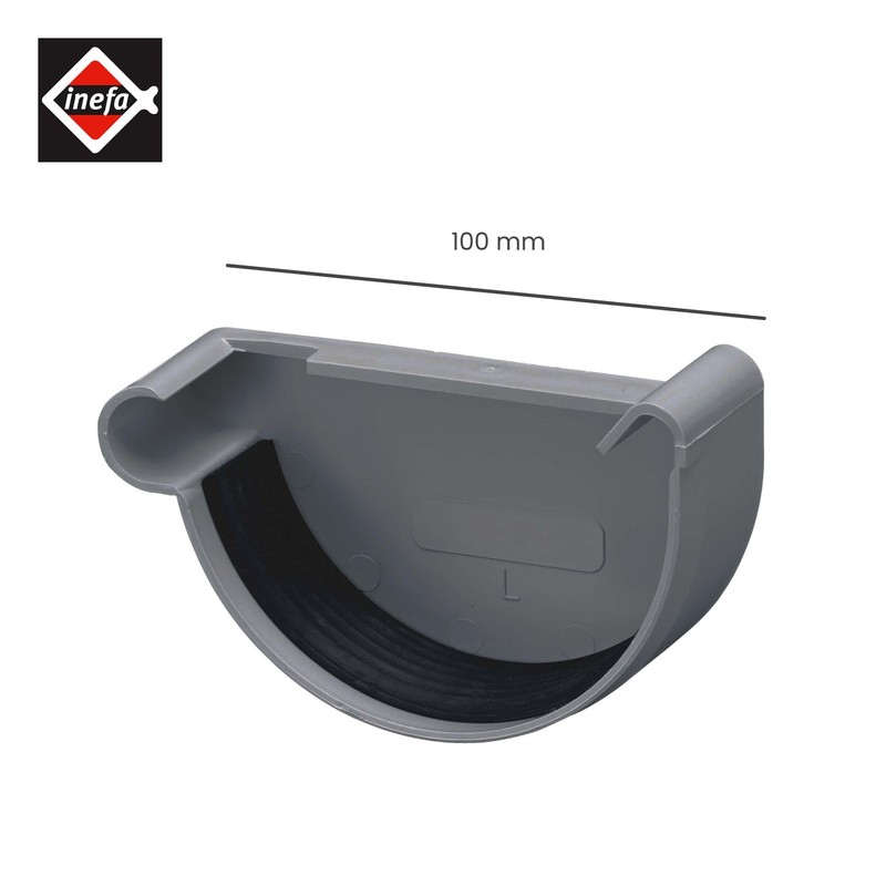 INEFA Gutter End Piece Semicircular, PVC NW100 / 100 mm,