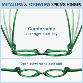 GUD Huge Round Reading Glasses with Screwless Spring Hinge Metalless 6 Pack Oversized Women Readers +1.25