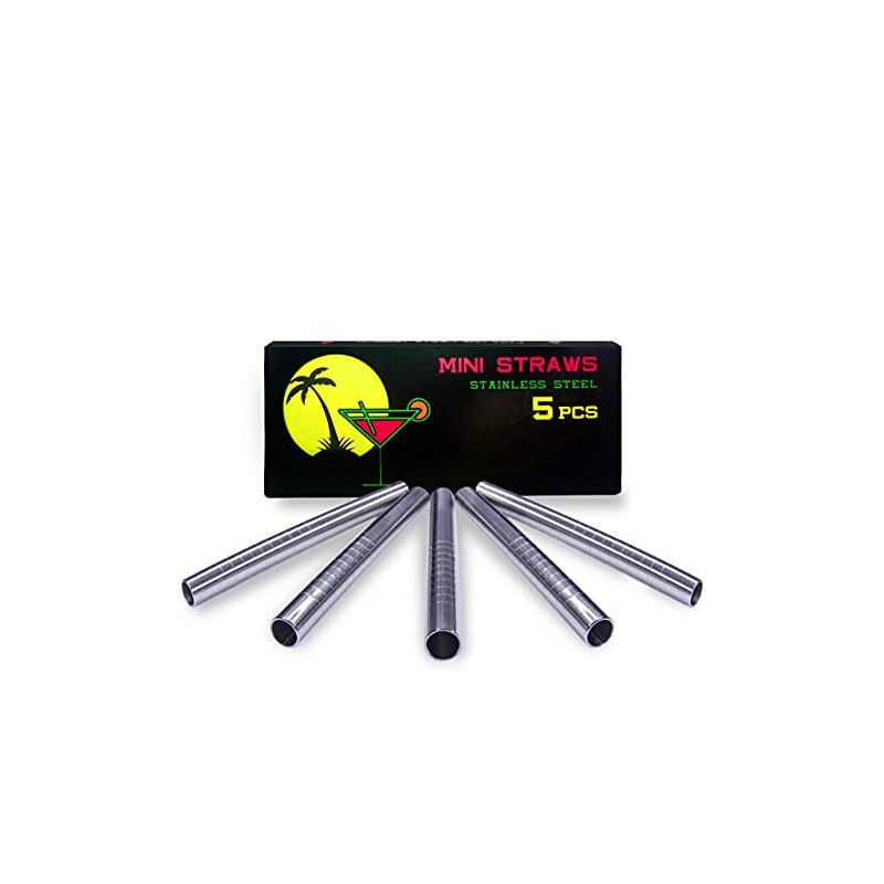 5 Mini Straws 70 mm Hygienic Stainless Steel