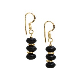 Gempires Black Quartz Crystal Beads Earring, 14k Gold Plated Hooks, Crystal Earrings, Dangle Drop Earring for Women and Girls (Black Quartz)