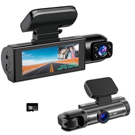 Dual Dash Cam Front and Rear with 64GB Card, 1080P HD IR Night Vision Dash Camera for Cars, G-Sensor Car Dashcam Cameras, 3.16”IPS Screen, 24/7 Parking Monitor, Loop Recording, 170° Wide Angle