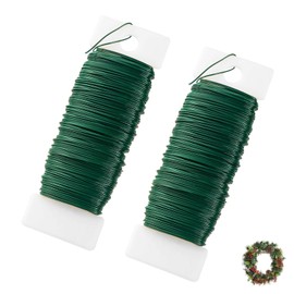 2 Pack Florist Wire,Green Floral Wire for Christmas Wreath Making Supplies, 100 m*0.35 mm Craft Wire for Jewellery Making DIY Jewelry Crochet Flower Arrangements Wedding Garland Bouquets (Green)
