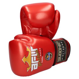 BUDDHA FIGHT WEAR - Metalic Thailand Spectrum Boxing Gloves Designed for Training and Sparring in Muay Thai Kickboxing Fitness - Men and Women - 300g / 350g / 350g / 350g / 350g (Red, 14oz.)