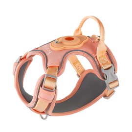 TSPRO Dog Harness with Airtag Holder, Tactical Dog Vest Harness with Handle, Adjustable Heavy Duty Reflective Harnesses, Durable and No-Pull for Small Dogs (Orange Size 1)