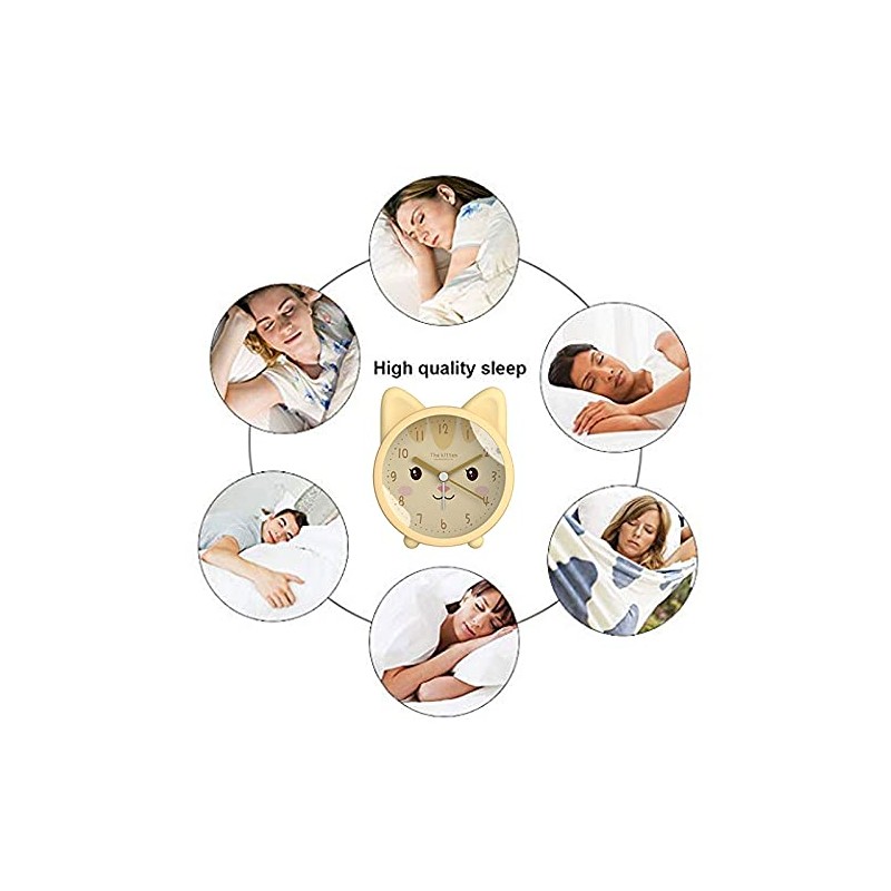 Children Cute Animal Dog/Cat Alarm Clock Silent Non Ticking Silicone