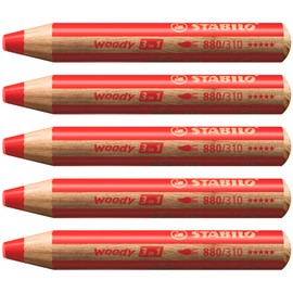 Multi-Talented Pencil - STABILO woody 3 in 1 - Pack of 5 - STABILOred