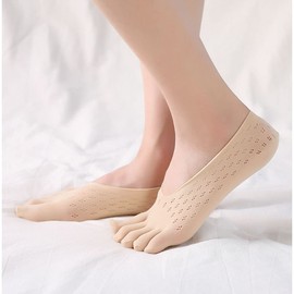 APMNIX Women's Five Toe Socks, For Spring and Summer, White, Black, Gray, Cute, Wallet, Silk, Lace, Compression, Cotton, Thin, Anti-Slip, Transparent, Set of 5 Pairs, 5C5-sock five toes--5 pair-6,