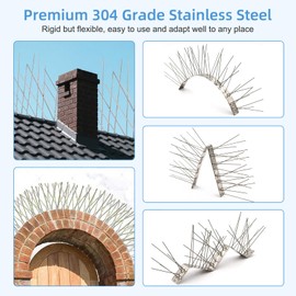 iFealClear Metal Bird Spikes for Keeping Small Birds, Woodpeckers, Squirrel Away, Heavy Duty Pigeon Spikes with Stainless Steel Base Cover 10.86 Feet for Outdoor Wall Fence, Easy to Install, 10 Pack