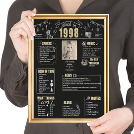 Decoraciones de cumpleaños número 24 enmarcadas para mujeres u hombres, elegante decoración de mesa vintage, póster de tarjeta de cumpleaños para él o ella que cumple 24 años, impresión de vuelta en 1998