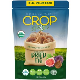 CROP BY POP - Organic Dry Fruits Sun Dried Figs, (32oz - 2 LB) Packed Fresh in Resealable Bag - Sweet Snack, Healthy Food, Naturally Grown, Vegan, Kosher Certified