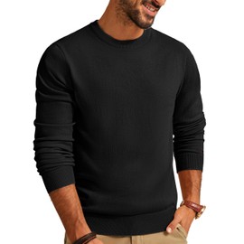 PJ PAUL JONES Mens Pullover Sweater Crewneck Knit Sweatshirt Basic Stylish Casual Fall Pull Over Sweaters Mens Sweater for Mens Sweatshirt Black M