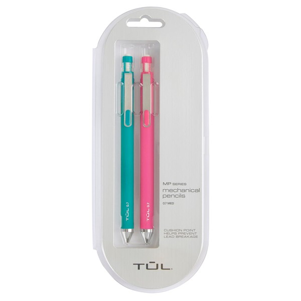 TUL® Mechanical Pencils, 0.7 mm, Teal/Pink Barrels, Pack Of 2