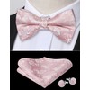 HISDERN Pink Bow Ties for Men Floral Pre-Tied Bow Tie