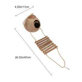 Coconut Hide for Reptiles with Ladder, Crested Gecko Tank Hide Reptile Climbing Vine Habitat Decor, Reptile Hideouts for Chameleon Lizard Gecko Hermit Crab