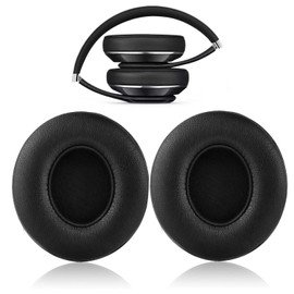 Ear Pads for Beats Headphones, Replacement Memory Foam Leather-Covered Ear Cushions Compatible for Solo 2 & 3 Wireless On-Ear Headphones (Black)