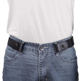 WERFORU No Buckle Belt Buckle Free Belt Men No Show Elasticated Belt Elastic Durable Invisible Adjustable Waist Belt Buckless Stretch Belt Black
