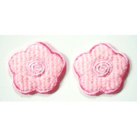 Wright's Two Pink Swirl Center 1 5/8" Flowers Iron On Appliques wp-350