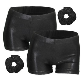 Aosva 2 pantalones cortos de gimnasia para niñas pequeñas de 2 a 14 años, 2pcs Sparkleblack, 13-14