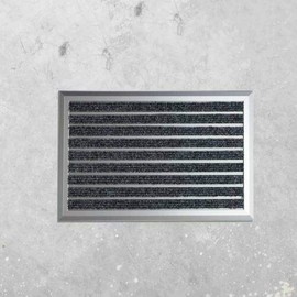 VinTek ALU101 Aluminum Non-Slip Entrance Door Mat 1/2" Thick Scraper Metal Floor Mat with Carpet Inserts and Beveled Edges Inside/Outside Entryway Rug for Home or Commercial Use (24" x 18", Grey)