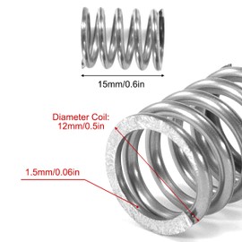 GUNGY Compression Spring Stainless Steel Spring Compression Springs 15 mm Wire Diameter 1.5 mm Outer Diameter 12 mm Length 15 mm Maximum Spring Force 3.75 kg Pack of 10
