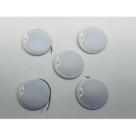 Command Electronics (5) White LED White Base 4.5 inch Round Camper RV Trailer Dome Lights/Switch