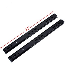 GLE2016 2 Sections Metal Drawer Slide Rail Tracks Ball Bearing Slides Side Mount Type (11 Inch, Black)