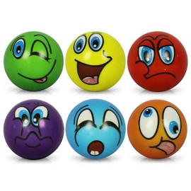HC-Handel 6 x Anti-Stress Ball - Funny Faces on a Soft Ball - Assorted - 6 cm