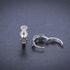 CZ Daisy Flower Small Hoop Earrings for Women Girls Sterling