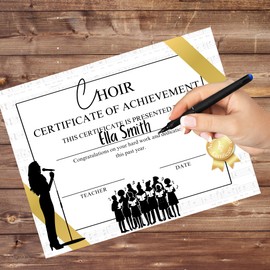 Choir Show Certificate of Achievement End of Year Award 50pk 8.5x11” for Vocal Teachers Give to Students Best Most Likely to Superlatives Music Leadership