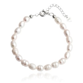 925 Sterling Silver White Freshwater Cultured Small Pearls Bracelet for Women