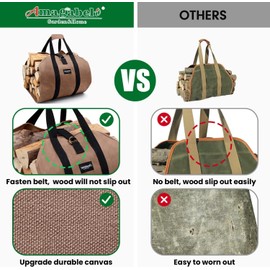 Amagabeli 99 x 45.7 cm Firewood Bag, Firewood Basket, Log Basket for Firewood, Firewood Carrier, Carry Bag, Firewood Basket, Storage Bag, Wood Carrier, Waterproof with Handles
