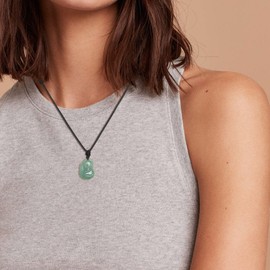 COAI Fox Green Aventurine Stone Pendant Necklace for Women