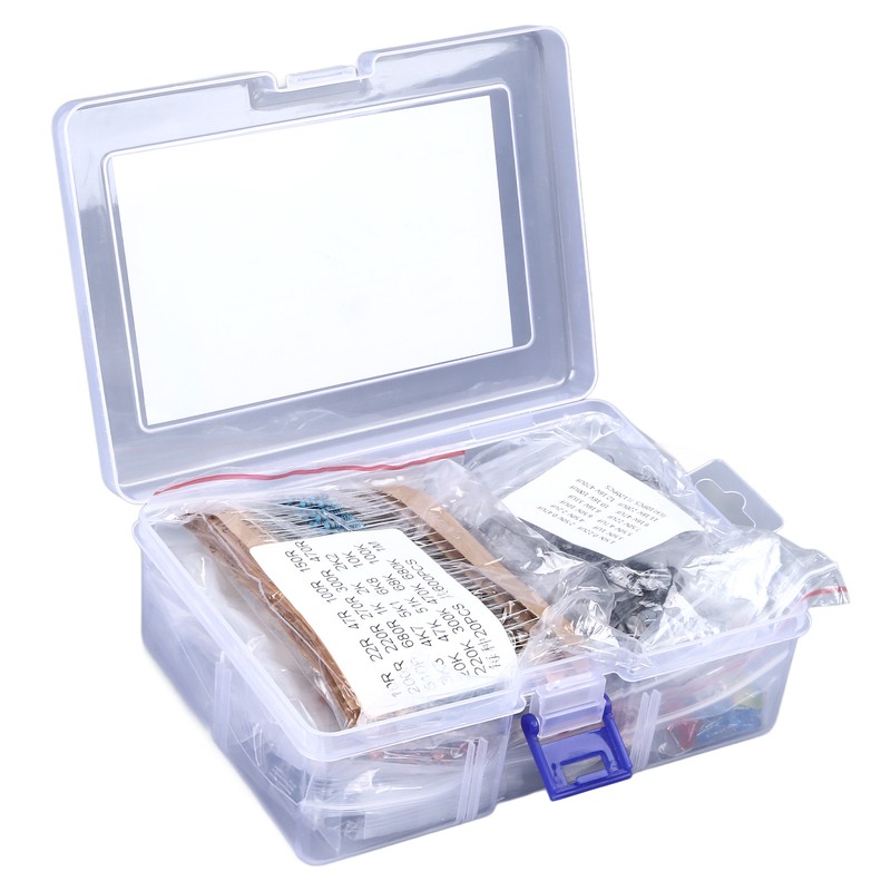 1500PCS Electronic Component Kit Resistors Transistors Ceramic Electrolytic Capacitors LED