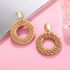 Lightweight Rattan Statement Earrings for Women,Geometric Tassel Woven Boho Earrings