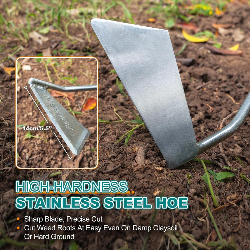 Berry&Bird Swoe Garden Hoe, 61.8'' Stainless Steel Long Handled 3