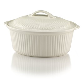 Mikasa Italian Countryside Round Casserole Dish with Lid, White , 1.5-Quart -