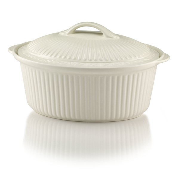 Mikasa Italian Countryside Round Casserole Dish with Lid, White ,