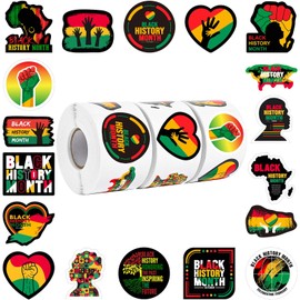 Sanixin 1500Pcs Black History Month Stickers Roll, Juneteenth Labels Freedom Day Sticker Roll, African American Celebration Patriotic Party Sticker for Black History Month Party Favors