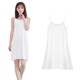 YUMISS Women's Inner Dress, Long Slip, Smooth Touch, Sweat Absorbent, Quick Drying, Beautiful Silhouette, Layering, Petticoat, Anti-sheer, Tank Dress, Cami Dress, Room Wear, All Seasons, Black and