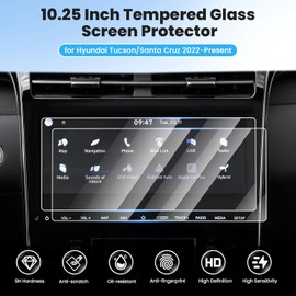 Canvcle 2PCS Screen Protector for 2022-2024 Hyun-dai Tucson/Santa Cruz, 10.25 Inch Touch Screen Protector Tempered Glass Navigation Display Screen Cover Infotainment Protective Film