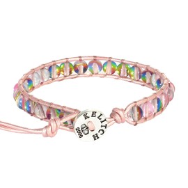 KELITCH Single Wrap Bracelets Flash Crystal Beaded Bracelets Strands Bracelets Women Bangles Cuff Jewelry (Pink 11F)