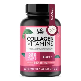 Colágeno Y Vitaminas Life360+ Collagen Vitamins 220 Cápsulas Sin sabor Ácido Fólico Suplemento Alimenticio