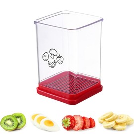 Cortador de tazas, multifuncional de frutas y verduras con placa de empuje de acero inoxidable para cortar frutas, utensilio de cocina portátil para huevo, plátano, fresa, verduras