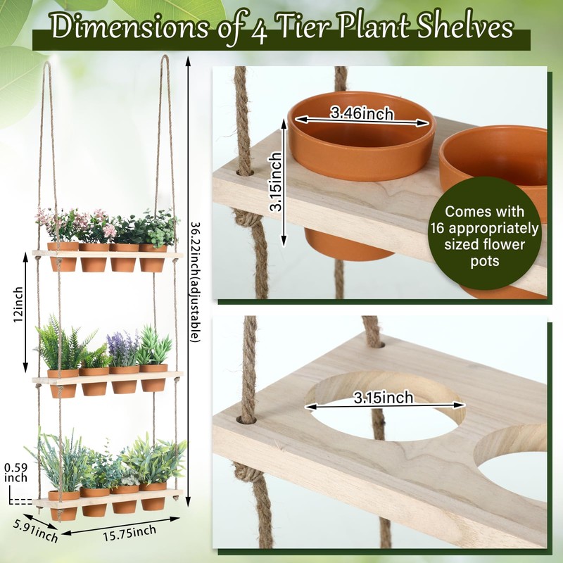 FillTouch 3 Tiered Hanging Herb Planters Hanging Herb Garden Wall