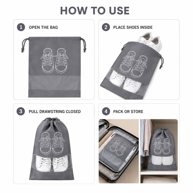 5-Piece Waterproof Shoe Storage Bag Set – Large Capacity Travel