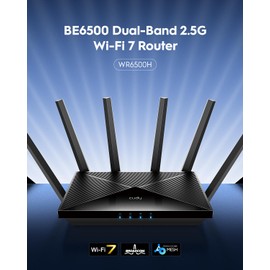 Cudy BE6500 WiFi 7 Router Dual Band Gaming Router, 2.5G WAN Port, 6500Mbps, VPN Client and Server, Cudy APP Control, Broadcom 2 GHz Quad-Core CPU, WR6500H