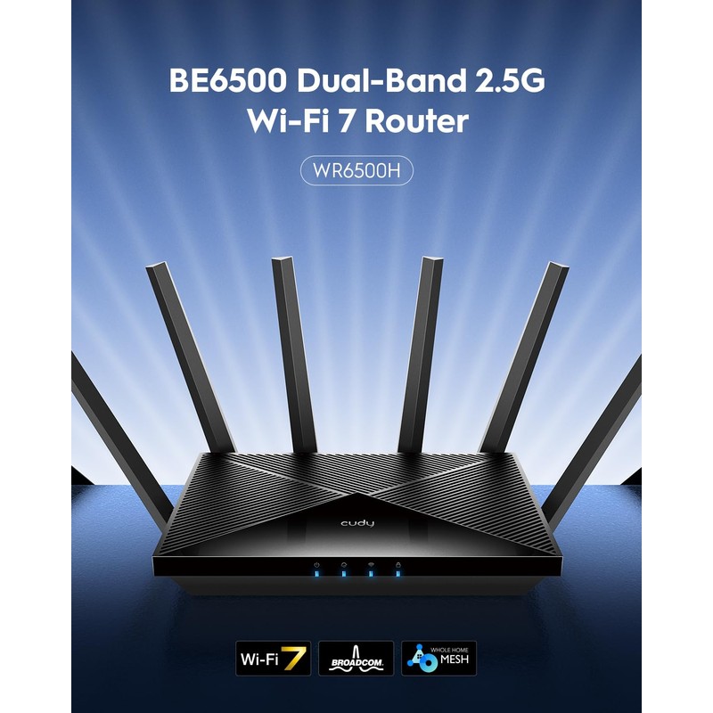 Cudy BE6500 WiFi 7 Router Dual Band Gaming Router, 2.5G
