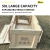 3x 50L Large Folding Collapsible Storage Bins with Lids Stackable