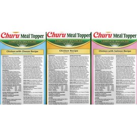 INABA Churu Meal Topper for Dogs, Complete & Balanced, Creamy, Lickable Purée Dog Food Topper, 0.5 Ounce Tube, 12 Tubes (4 per Pack), 3 Flavor Variety